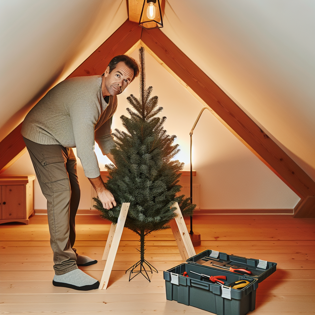 Jak zamontować choinkę pod skosem poddasza?